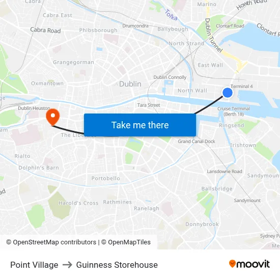 Point Village to Guinness Storehouse map
