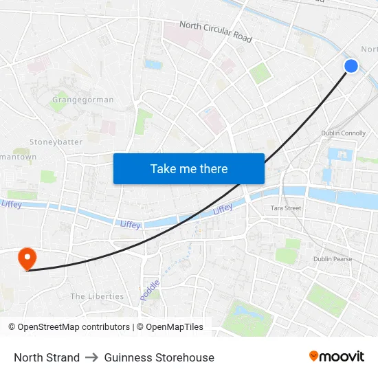 North Strand to Guinness Storehouse map