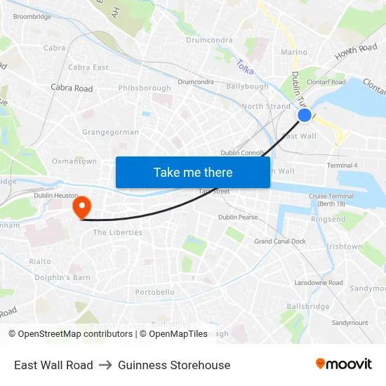 East Wall Road to Guinness Storehouse map