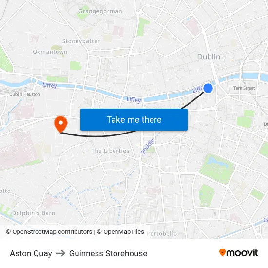 Aston Quay to Guinness Storehouse map