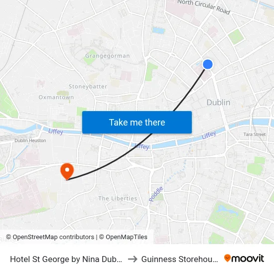 Hotel St George by Nina Dublin to Guinness Storehouse map