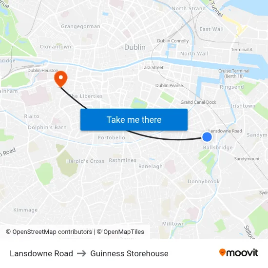Lansdowne Road to Guinness Storehouse map