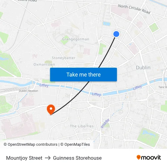 Mountjoy Street to Guinness Storehouse map