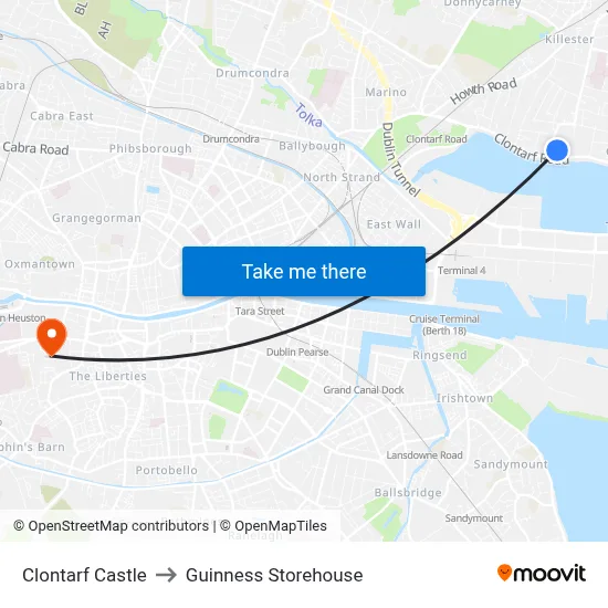 Clontarf Castle to Guinness Storehouse map