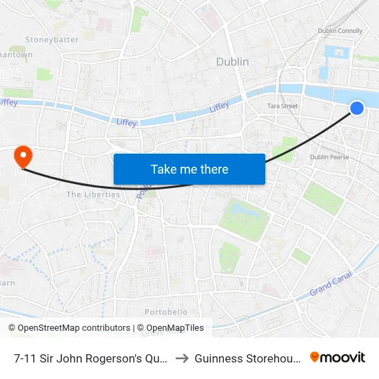 7-11 Sir John Rogerson's Quay to Guinness Storehouse map