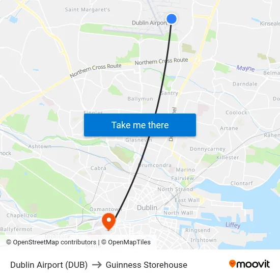 Dublin Airport (DUB) to Guinness Storehouse map