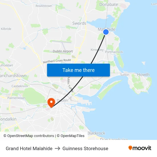 Grand Hotel Malahide to Guinness Storehouse map