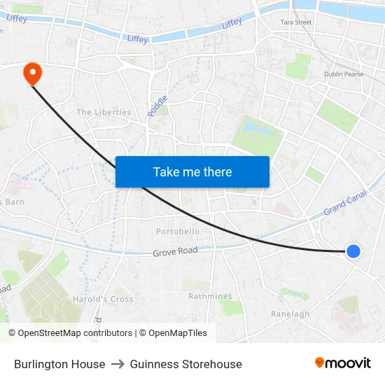 Burlington House to Guinness Storehouse map
