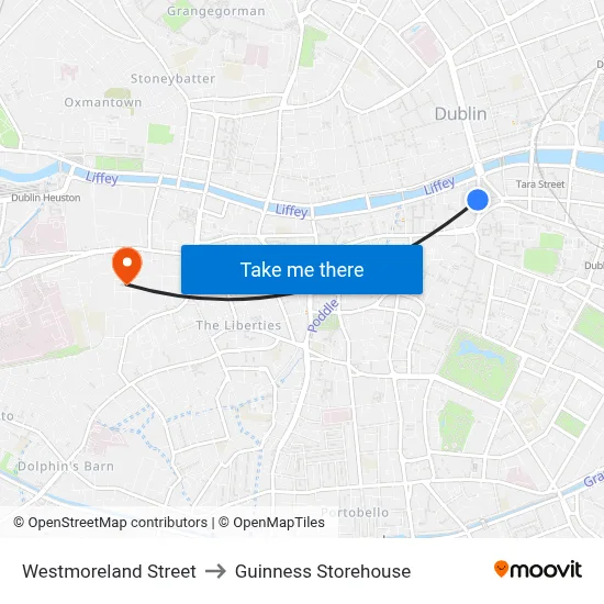 Westmoreland Street to Guinness Storehouse map