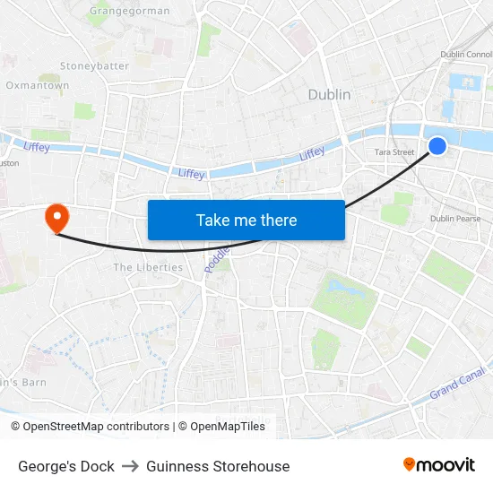 George's Dock to Guinness Storehouse map
