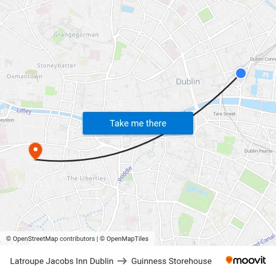 Latroupe Jacobs Inn Dublin to Guinness Storehouse map