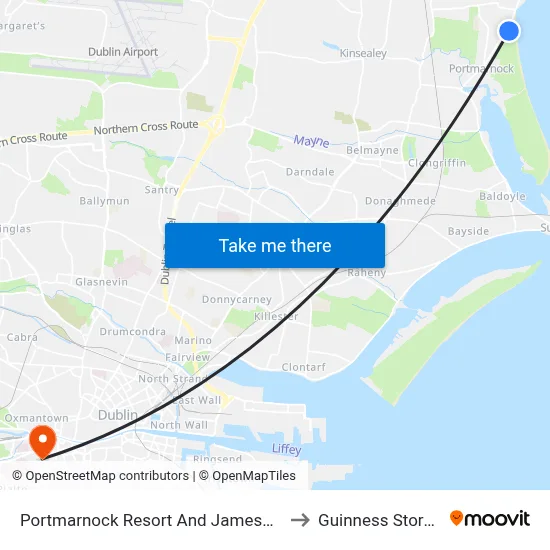 Portmarnock Resort And Jameson Golf Links to Guinness Storehouse map