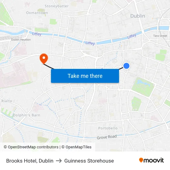 Brooks Hotel, Dublin to Guinness Storehouse map