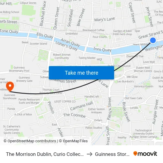 The Morrison Dublin, Curio Collection by Hilton to Guinness Storehouse map