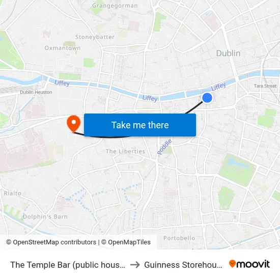 The Temple Bar (public house) to Guinness Storehouse map