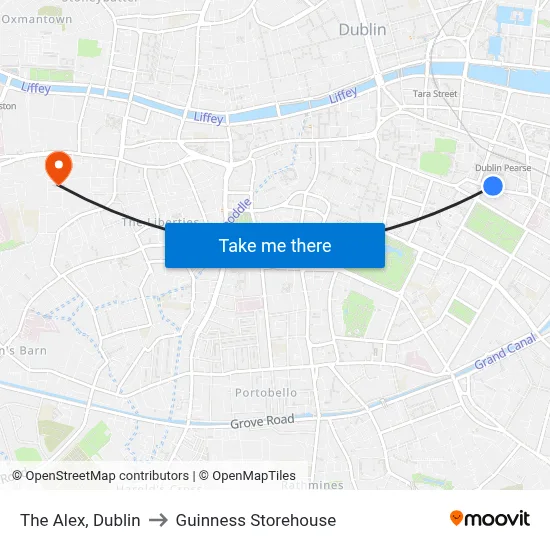 The Alex, Dublin to Guinness Storehouse map