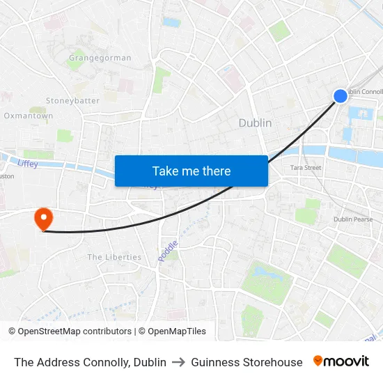 The Address Connolly, Dublin to Guinness Storehouse map