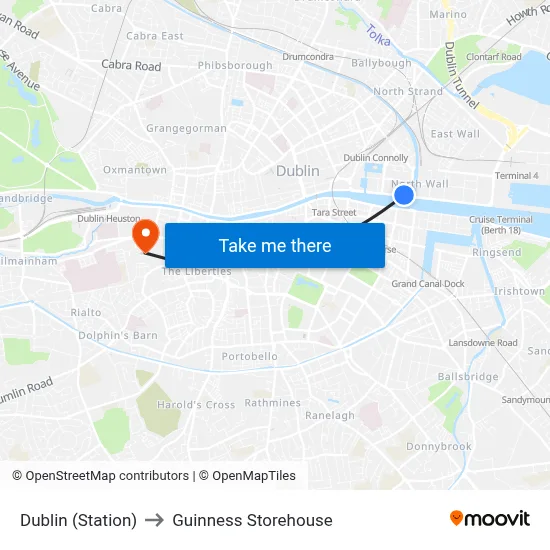 Dublin (Station) to Guinness Storehouse map