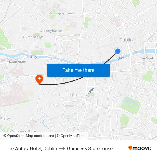 The Abbey Hotel, Dublin to Guinness Storehouse map
