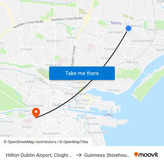 Hilton Dublin Airport, Cloghran to Guinness Storehouse map