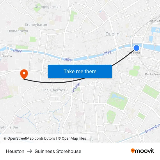 Heuston to Guinness Storehouse map