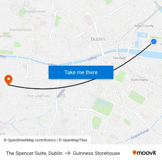 The Spencer Suite, Dublin to Guinness Storehouse map