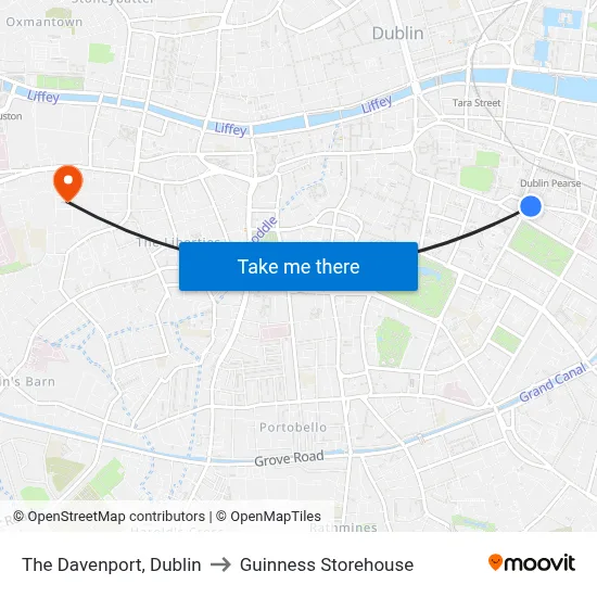The Davenport, Dublin to Guinness Storehouse map