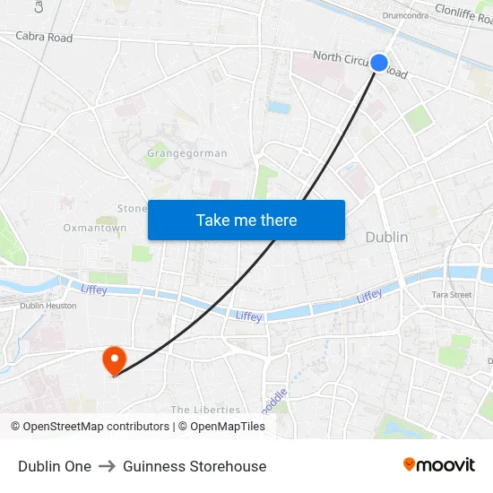 Dublin One to Guinness Storehouse map