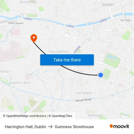 Harrington Hall, Dublin to Guinness Storehouse map