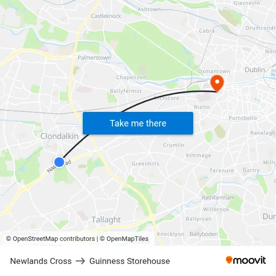 Newlands Cross to Guinness Storehouse map