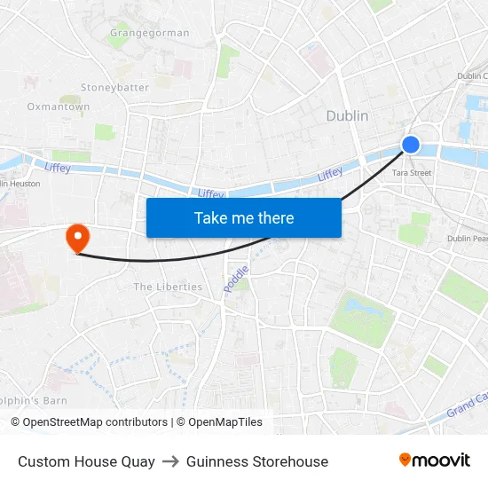 Custom House Quay to Guinness Storehouse map