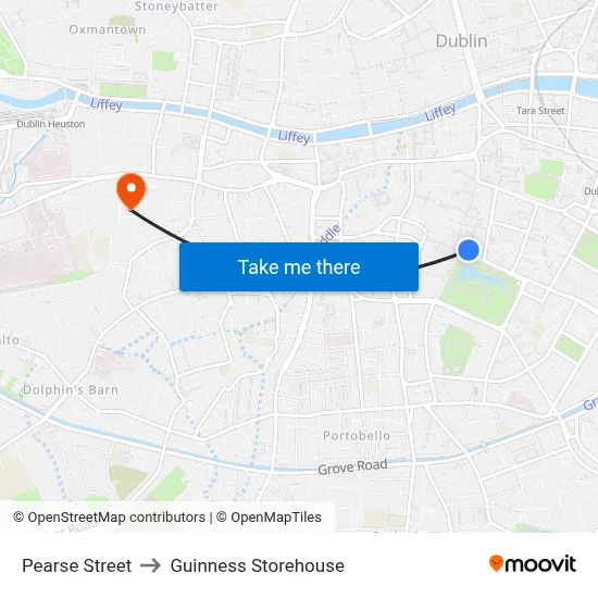Pearse Street to Guinness Storehouse map
