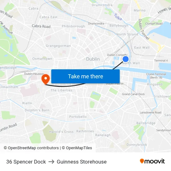36 Spencer Dock to Guinness Storehouse map