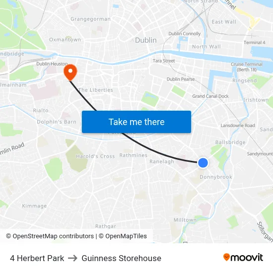 4 Herbert Park to Guinness Storehouse map