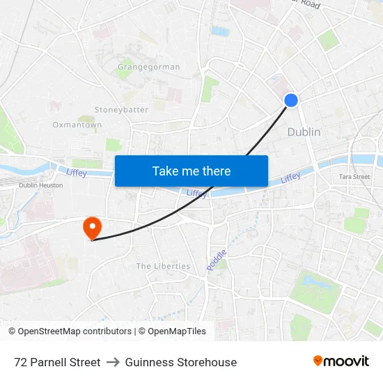 72 Parnell Street to Guinness Storehouse map