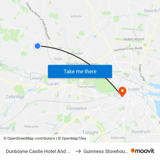 Dunboyne Castle Hotel And Spa to Guinness Storehouse map
