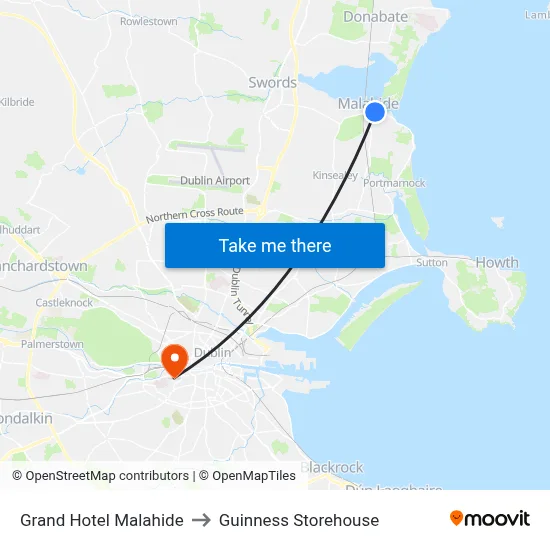 Grand Hotel Malahide to Guinness Storehouse map