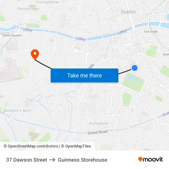 37 Dawson Street to Guinness Storehouse map