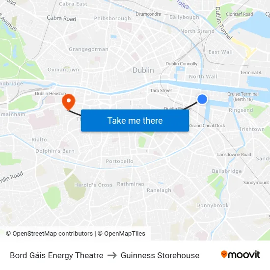 Bord Gáis Energy Theatre to Guinness Storehouse map