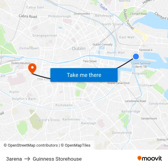 3arena to Guinness Storehouse map
