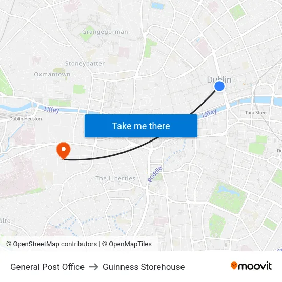 General Post Office to Guinness Storehouse map