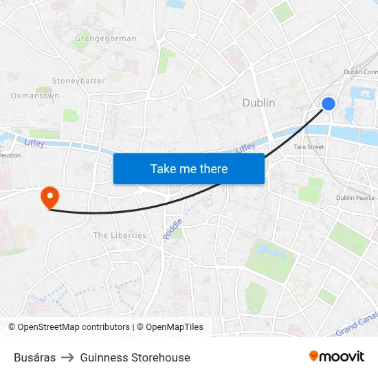 Busáras to Guinness Storehouse map