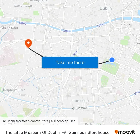 The Little Museum Of Dublin to Guinness Storehouse map
