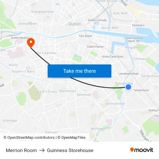 Merrion Room to Guinness Storehouse map