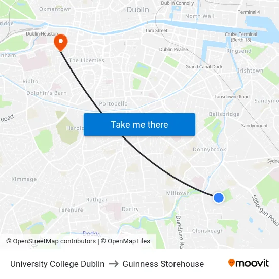 University College Dublin, Complex And Adaptive Systems Laboratory to Guinness Storehouse map