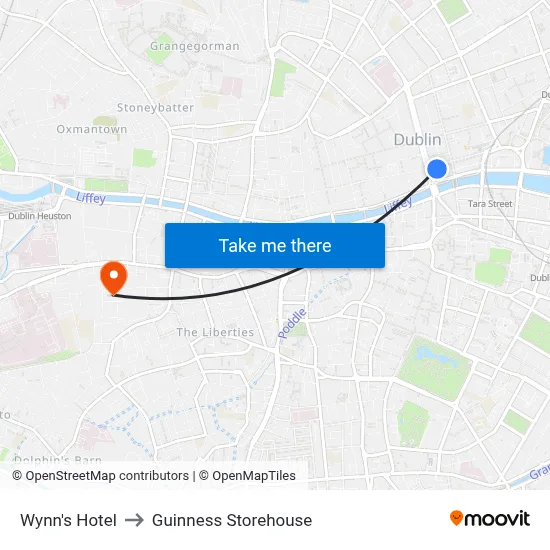 Wynn's Hotel to Guinness Storehouse map