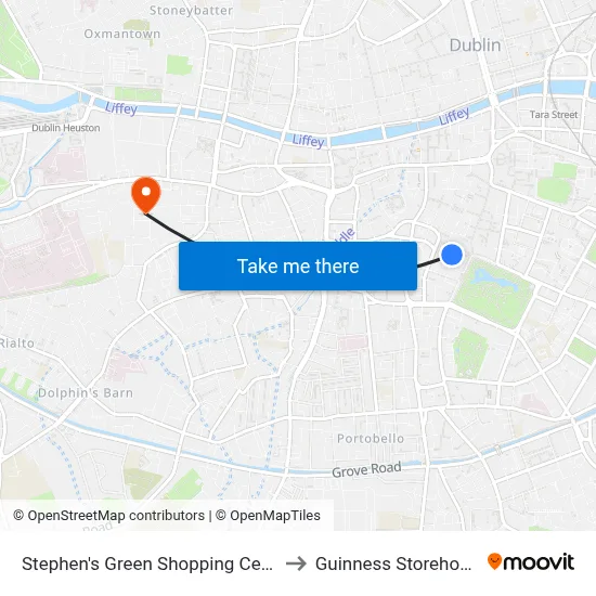 Stephen's Green Shopping Centre to Guinness Storehouse map