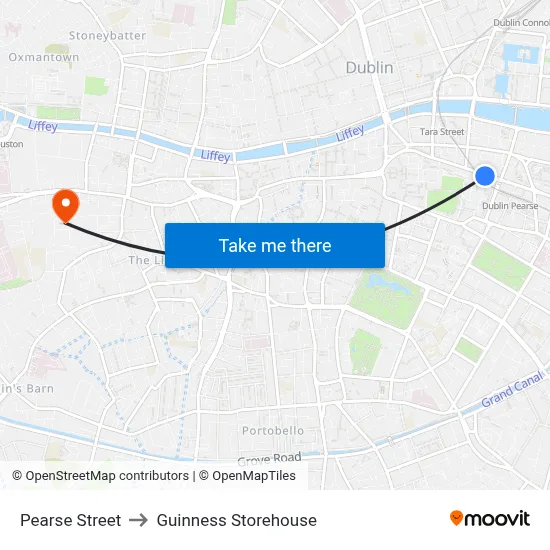 Pearse Street to Guinness Storehouse map