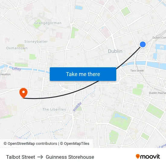 Talbot Street to Guinness Storehouse map