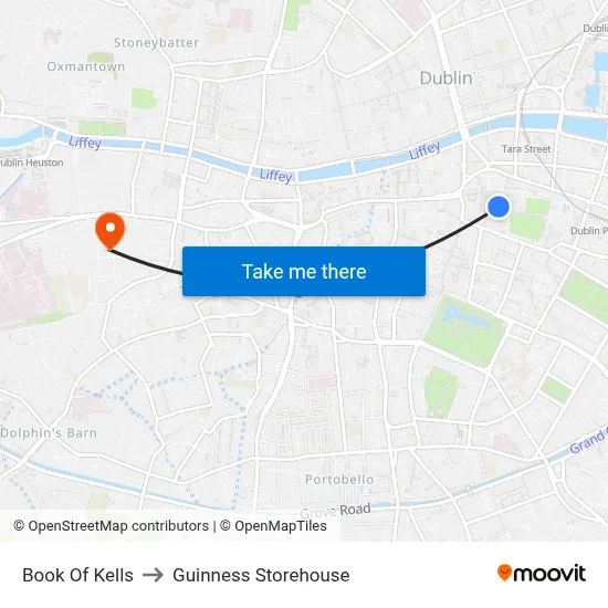 Book Of Kells to Guinness Storehouse map